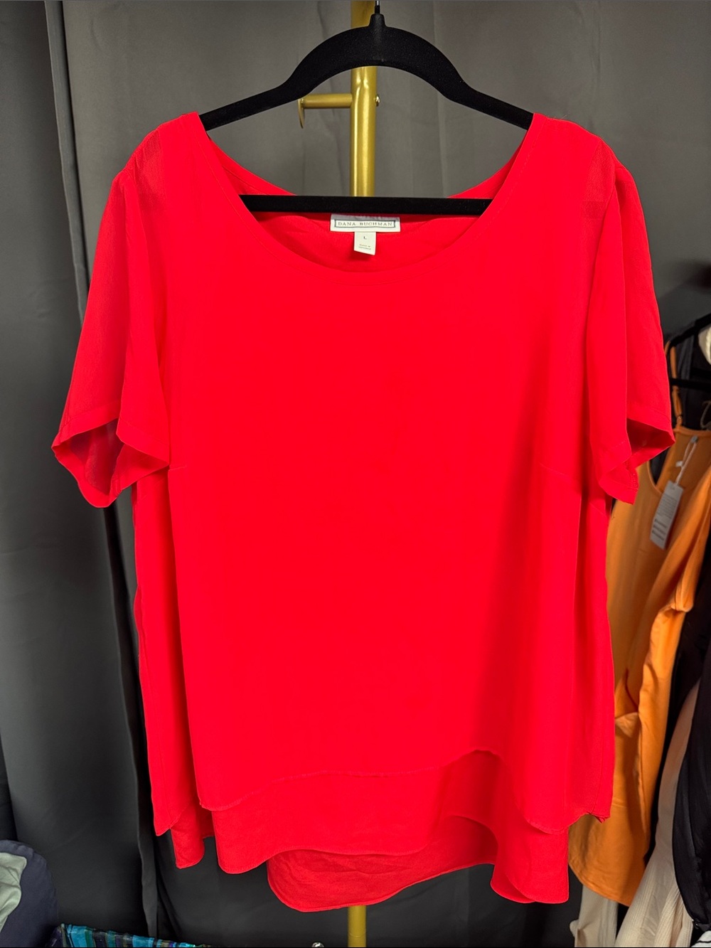 Dana Buchman Bright Red Short Sleeve Blouse